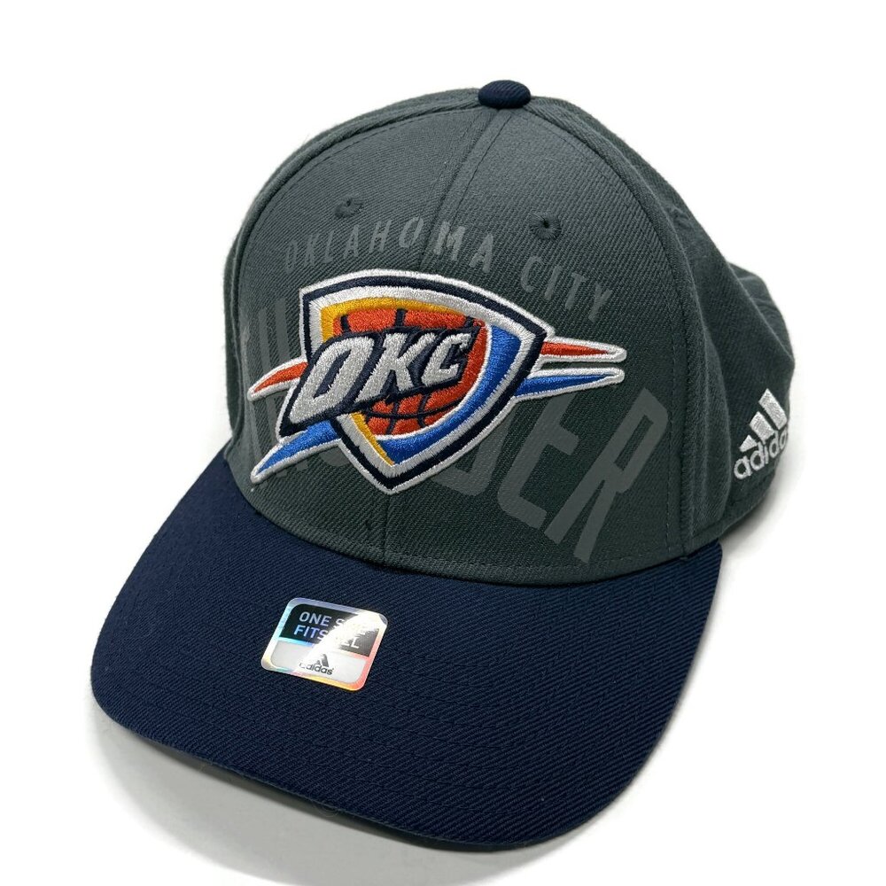 Adidas Oklahoma City Thunder Snapback Cap Hat NBA Basketball Gray Blue Auto